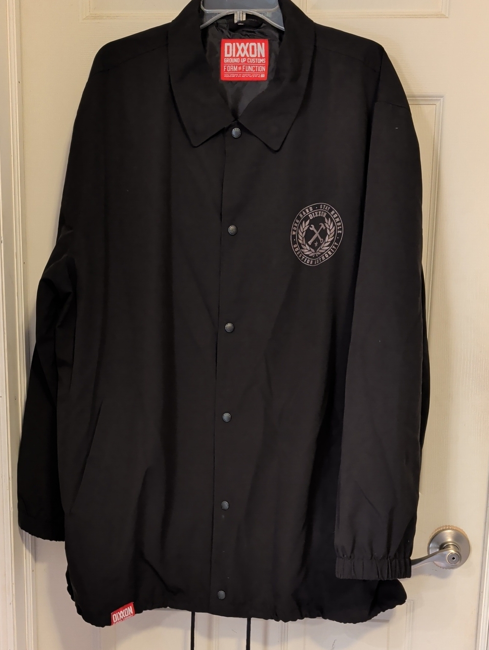 Mens DIXXON Black Coach Jacket with Chest Emblem Size 3XL